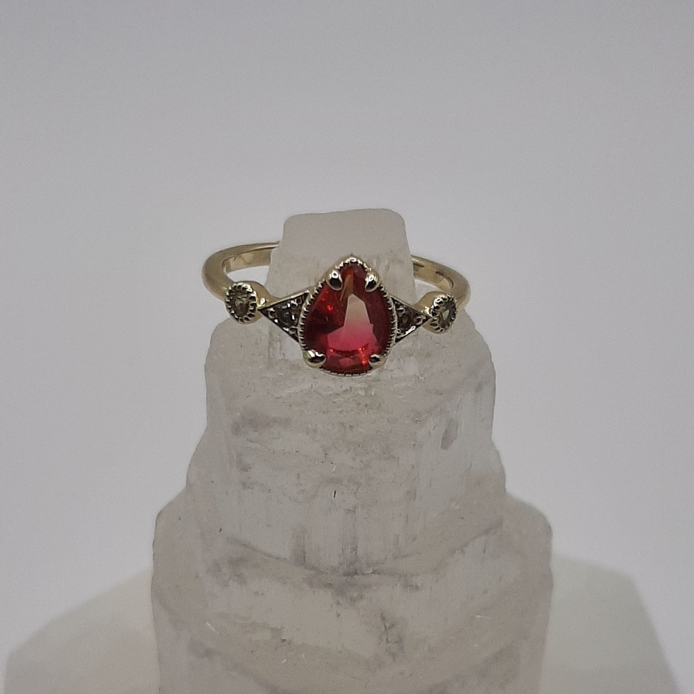 R868 Pink Pear Ring Plated - Fragrant Jewels